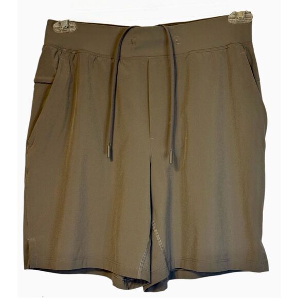 Lululemon Men’s Linerless Shorts Inside Drawstring Olive Active Comfort - Picture 1 of 7